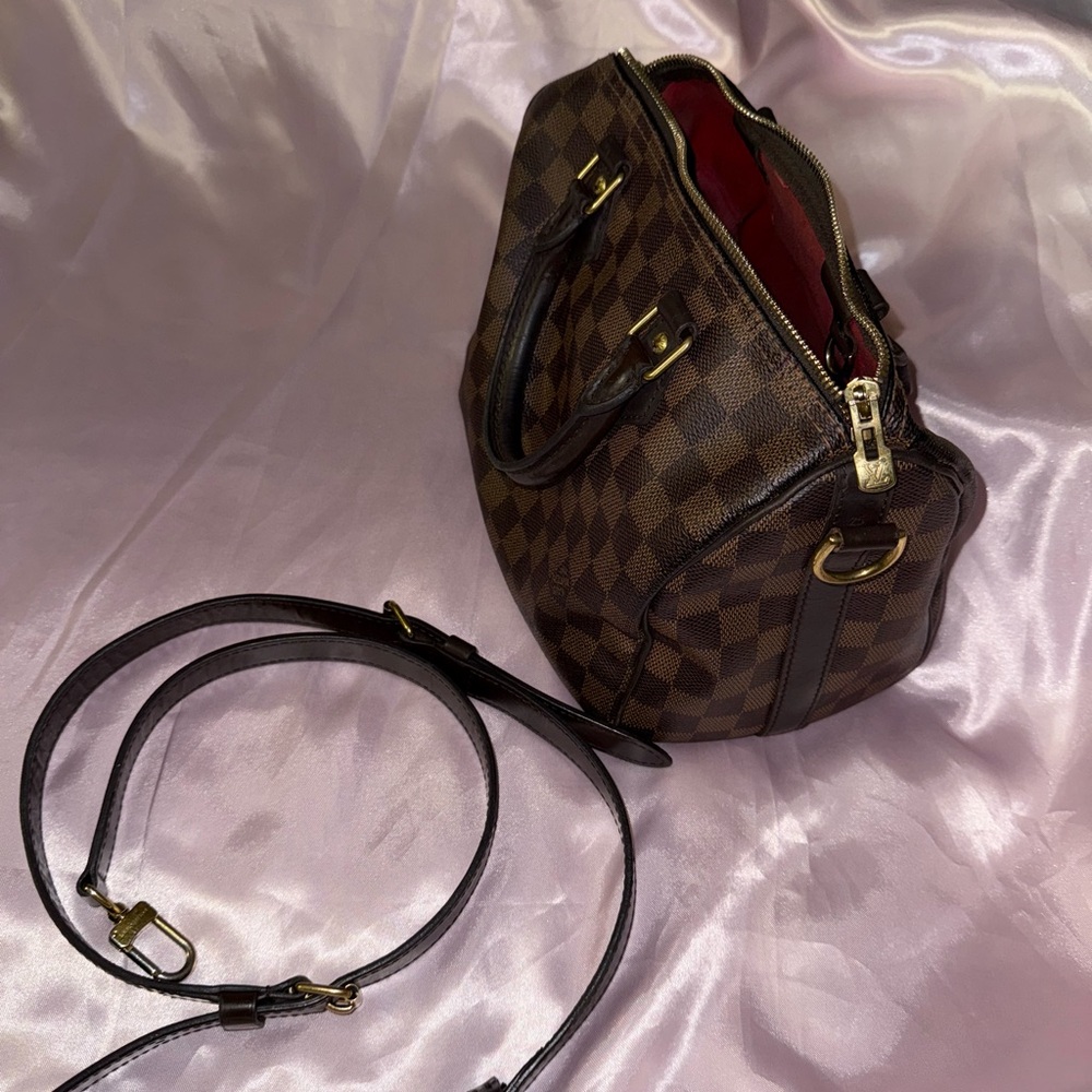 Louis Vuitton Brown Shoulder Bag with Gold Hardware